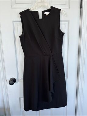 Calvin Klein Black Sleeveless Draped Midi Dress